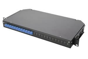 Оптическая панель серии 47C-24, 19'' 1U фиксированная, корпус на 24 адаптера, 2 дуплекс LC адаптера, OS2
