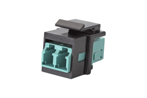 Модуль keystone с оптическим адаптером дуплекс LC, OM3, форм-фактор keystone черный, адаптер бирюзовый