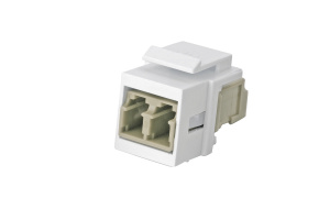 Модуль keystone с оптическим адаптером дуплекс LC, OM2, форм-фактор keystone белый, адаптер серый