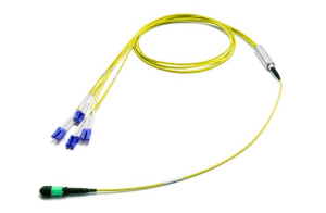 Разветвительная кабельная сборка (гидра) 1×MPO(8) (male) – LC(8), OS2, 1 м, выносы 0,5 м, LL
