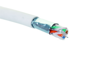 Кабель категории 6, F/UTP, 4 пары, 23 AWG, нг(A)-HF, внутренней прокладки, белый, катушка в коробке 305 м