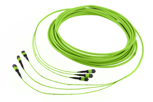 Транковый кабель серии CORE 12 1 × MTP(12) — 1 × MTP(12), 12 волокон, OM5, 1 м, female-female, полярность B, выносы 0,7 м, ULL