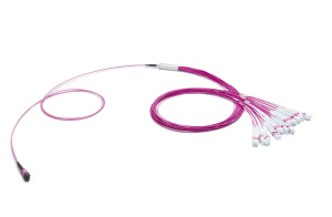 Разветвительная кабельная сборка (гидра) 1×MPO(24) (male) – LC(24), OM4, 1 м, выносы 0,5 м