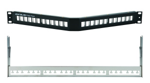 Коммутационная угловая панель 19” наборная, FTP, 1U, 24 порта, черный