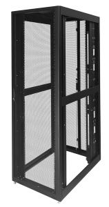 Шкаф Rackcenter D9000 42U 750 × 1200, передняя дверь перфорированная одностворчатая, задняя дверь перфорированная двустворчатая, без боковых стенок, черный