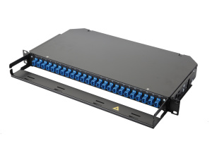 Оптическая панель серии 47C-24, 19'' 1U фиксированная, корпус на 24 адаптера, 2 симплекс SC адаптера, OS2