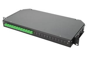 Оптическая панель серии 47C-24, 19'' 1U фиксированная, корпус на 24 адаптера, 2 дуплекс LC/APC адаптера, OS2