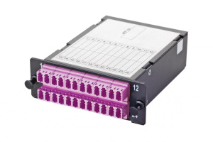Кассета Q-SLOT 24×LC на 2×MPO(12) (male) OM4, полярность A, черный