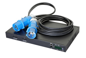 Блок автоматического ввода резерва (АВР) измерительный горизонтальный, 1U 230 В, 32 А, 7,4 кВА, розетки (10) C13, вилки (2) IEC 309 32 A 2P+E, шнур 3 метра