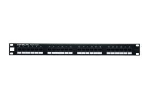 Коммутационная панель 19” моноблочная, категория 5е, UTP, 1U, 24 порта, черный