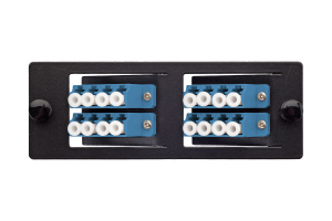 Комплект планка Q-SLOT с 4 адаптерами квадро LC OS2, наклонные, монтажные шнуры, КДЗС