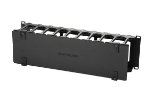 Горизонтальный организатор повышенной емкости 19", 3U, с крышкой, черный