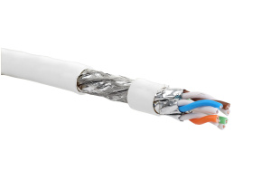Кабель категории 8.2, S/FTP, 4 пары, нг(A)-HF, общий экран, индивидуально экранированные пары, внутренней прокладки, белый, катушка 500 м