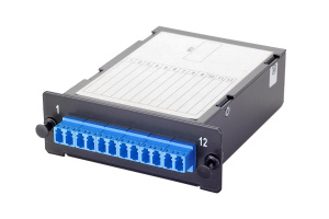 Кассета Q-SLOT 12×LC на 1×MPO(12) (male) OS2, полярность A, черный
