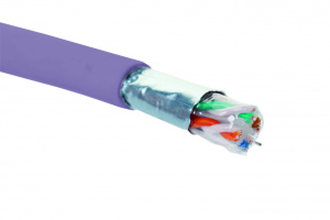 Кабель категории 6, F/UTP, 4 пары, 23 AWG, нг(А)-LSLTx, внутренней прокладки, фиолетовый, катушка в коробке 305 м