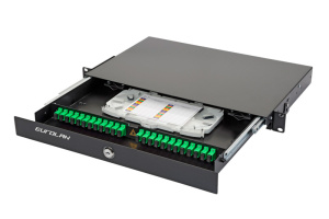 Оптическая панель серии 47D-24, 19'' 1U выдвижная, корпус на 24 адаптера, 2 симплекс SC/APC адаптера, OS2