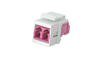 Модуль keystone с оптическим адаптером дуплекс LC, OM4, форм-фактор keystone белый, адаптер пурпурный