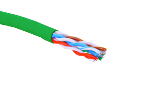 Кабель категории 5e, U/UTP, 4 пары, 24 AWG, нг(A)-HF, внутренней прокладки, зеленый, коробка 305 м