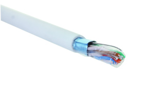 Кабель категории 5e, F/UTP, 4 пары, 24 AWG, нг(A)-HF, внутренней прокладки, белый, коробка 305 м