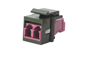 Модуль keystone с оптическим адаптером дуплекс LC, OM4, форм-фактор keystone черный, адаптер пурпурный