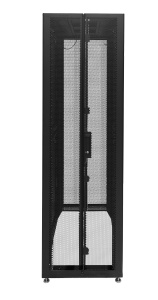 Шкаф Rackcenter D9000 48U 600 × 1200, передняя дверь перфорированная двустворчатая, задняя дверь перфорированная двустворчатая, без боковых стенок, черный