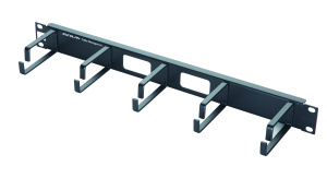 Горизонтальный организатор 19", 1U, с металлическими кольцами, черный