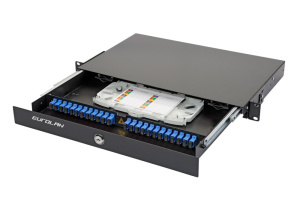 Оптическая панель серии 47D-24, 19'' 1U выдвижная, корпус на 24 адаптера, 2 симплекс SC адаптера, OS2