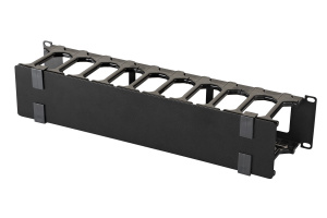 Горизонтальный организатор повышенной емкости 19", 2U, с крышкой, черный
