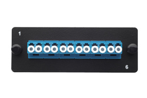 Комплект планка Q-SLOT с 6 адаптерами дуплекс LC OS2, монтажные шнуры, КДЗС