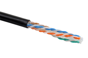 Кабель Industrial водостойкий категории 6, U/UTP 4 пары solid, PE, –60 °C, черный, катушка 500 м