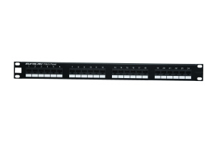 Коммутационная панель 19” моноблочная, категория 6A, UTP, 0,5U, 24 порта, с органайзером, черный