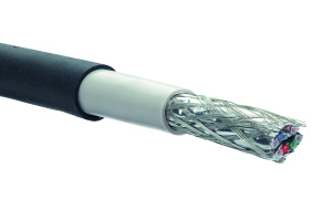 Кабель Industrial химически стойкий категории 6A, S/FTP 4 пары многопроволочный, TPV, черный, катушка 500 м