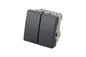 Выключатель двухклавишный 45 × 45 мм 10 A – 250 В, графитовый черный