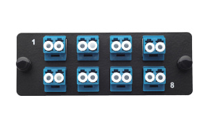 Комплект планка Q-SLOT с 8 адаптерами дуплекс LC OS2, монтажные шнуры, КДЗС