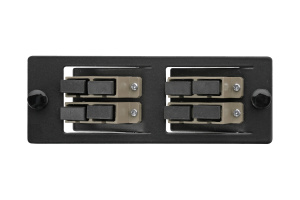 Комплект планка Q-SLOT с 4 адаптерами дуплекс SC OM2, наклонные, монтажные шнуры, КДЗС