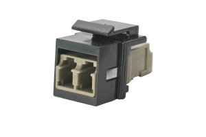 Модуль keystone с оптическим адаптером дуплекс LC, OM2, форм-фактор keystone черный, адаптер серый