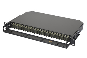 Оптическая панель серии 47C-24, 19'' 1U фиксированная, корпус на 24 адаптера, 2 дуплекс SC адаптера, OM2