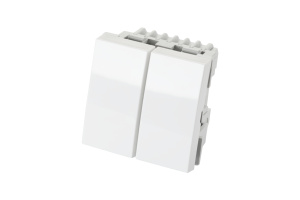 Выключатель двухклавишный 45 × 45 мм 10 A – 250 В, белый