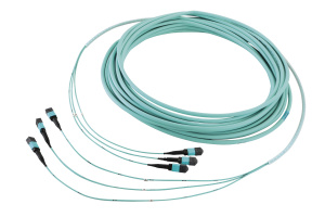 Транковый кабель серии CORE 8 1 × MTP(8) — 1 × MTP(8), 8 волокон, OM3, 1 м, male-male, полярность B, выносы 0,7 м, ULL