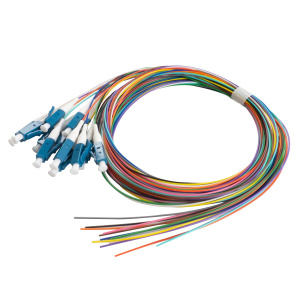 Комплект оптических монтажных шнуров (pigtail) 12 × 9/125, OS2, LC, 1 м, цветные