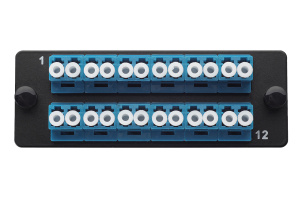 Комплект планка Q-SLOT с 12 адаптерами дуплекс LC OS2, монтажные шнуры, КДЗС