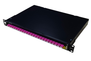 Оптическая панель серии 47B-24, 19'' 1U выдвижная, корпус на 24 адаптера, 4 дуплекс LC адаптера, OM4