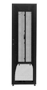 Шкаф Rackcenter D9000 48U 600 × 1200, передняя дверь перфорированная одностворчатая, задняя дверь перфорированная двустворчатая, черный