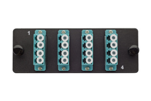 Комплект планка Q-SLOT с 4 адаптерами квадро LC OM3, монтажные шнуры, КДЗС