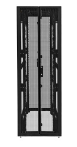 Шкаф Rackcenter D9000 42U 750 × 1200, передняя дверь перфорированная двустворчатая, задняя дверь перфорированная двустворчатая, без боковых стенок, черный