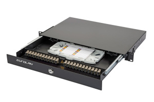 Оптическая панель серии 47D-24, 19'' 1U выдвижная, корпус на 24 адаптера, 2 симплекс SC адаптера, OM2