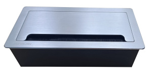 Настольный розеточный блок, с открывающейся крышкой, 8 модулей 45 × 22,5 мм, серебристый