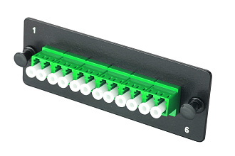 Комплект планка Q-SLOT с 6 адаптерами дуплекс LC OS2, монтажные шнуры, APC, КДЗС