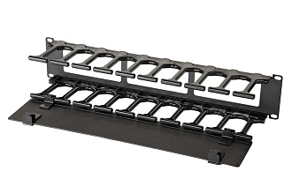 Горизонтальный организатор повышенной емкости 19", 2U, с крышкой, черный