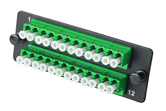 Комплект планка Q-SLOT с 12 адаптерами дуплекс LC OS2, монтажные шнуры, APC, КДЗС